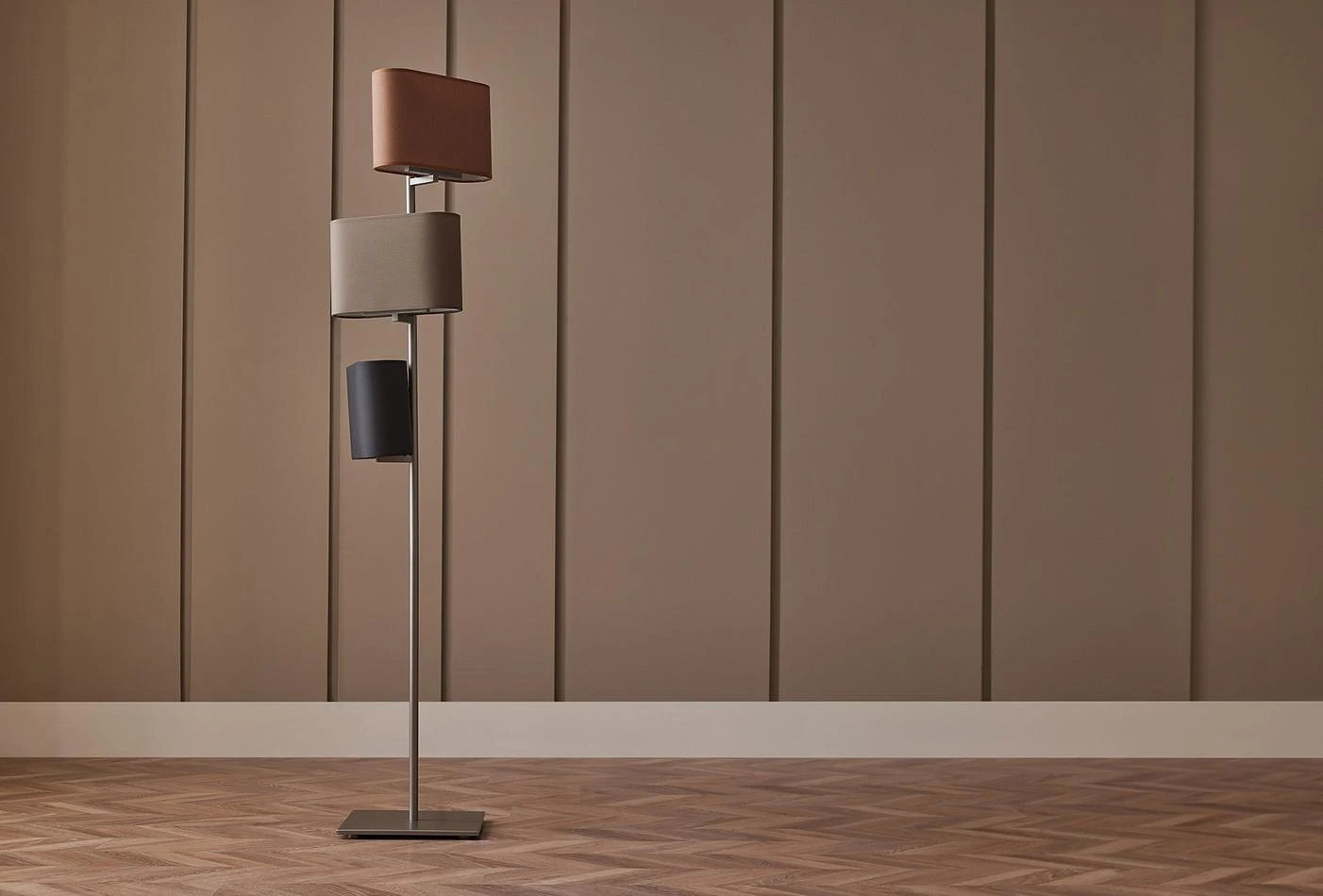 Linen triple floor lamp