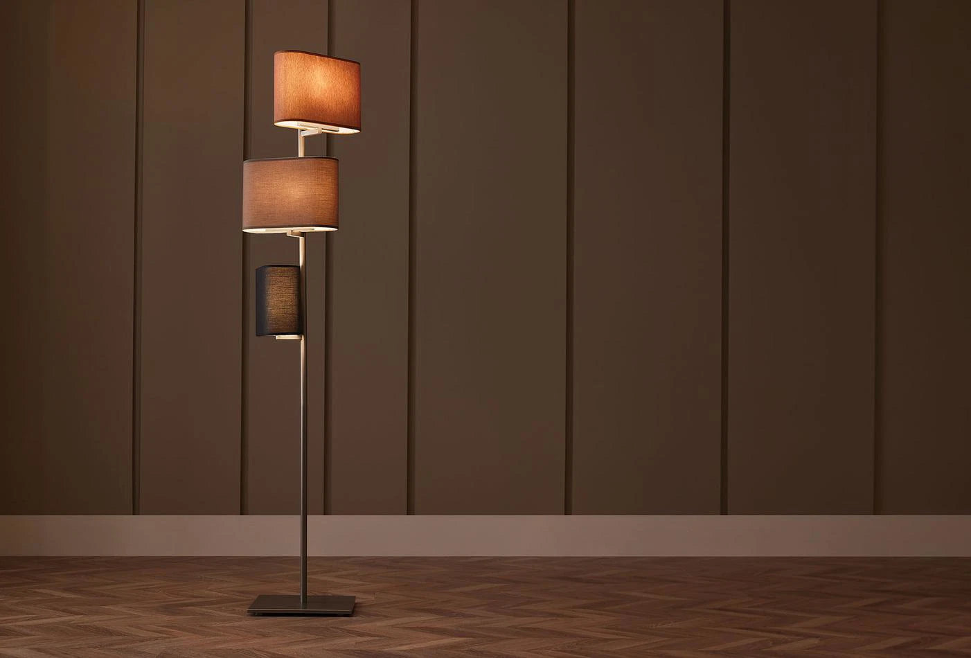Linen triple floor lamp
