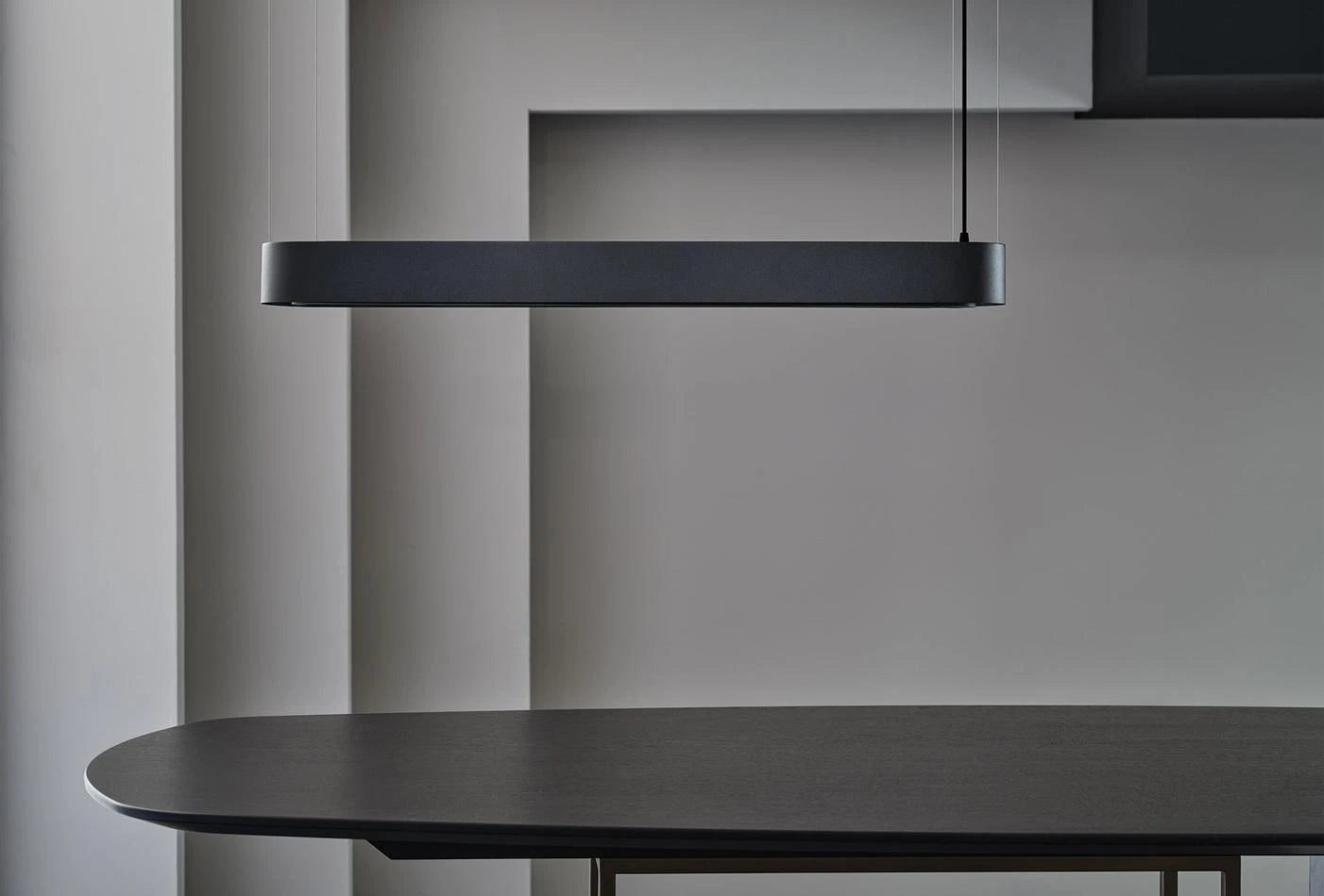 Linen elongated pendant lamp