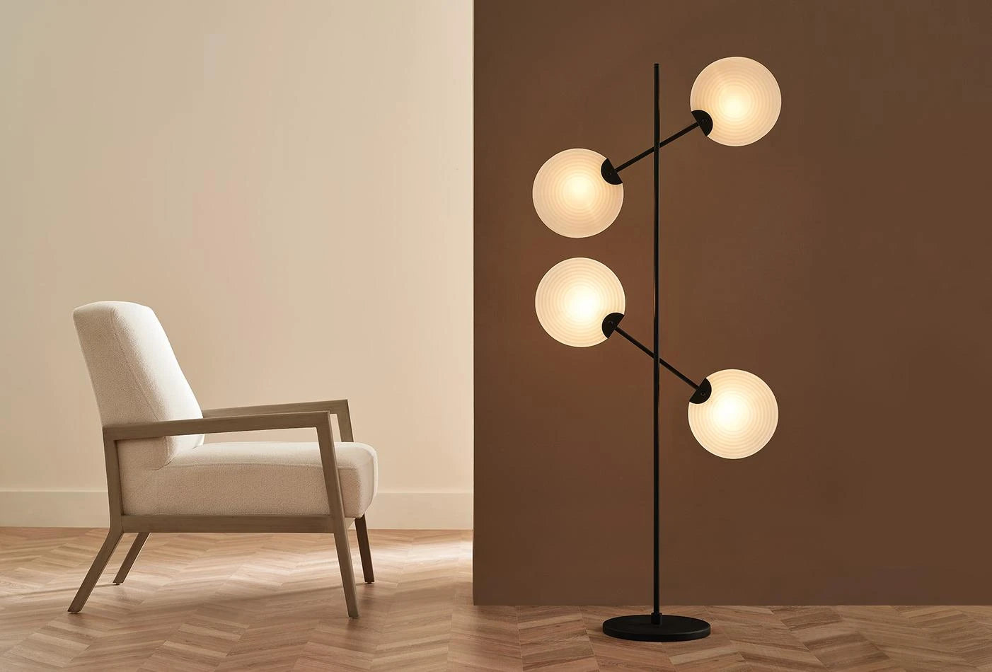 Sole floor lamp with four holes